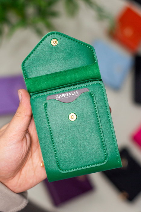 Zoozie Bags Cartera de Mujer Verde de Cuero PU Elegante y Práctica, 12x10x1.5 cm